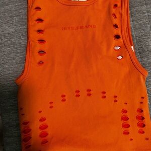 IETS Frans Orange Distressed Tank Top